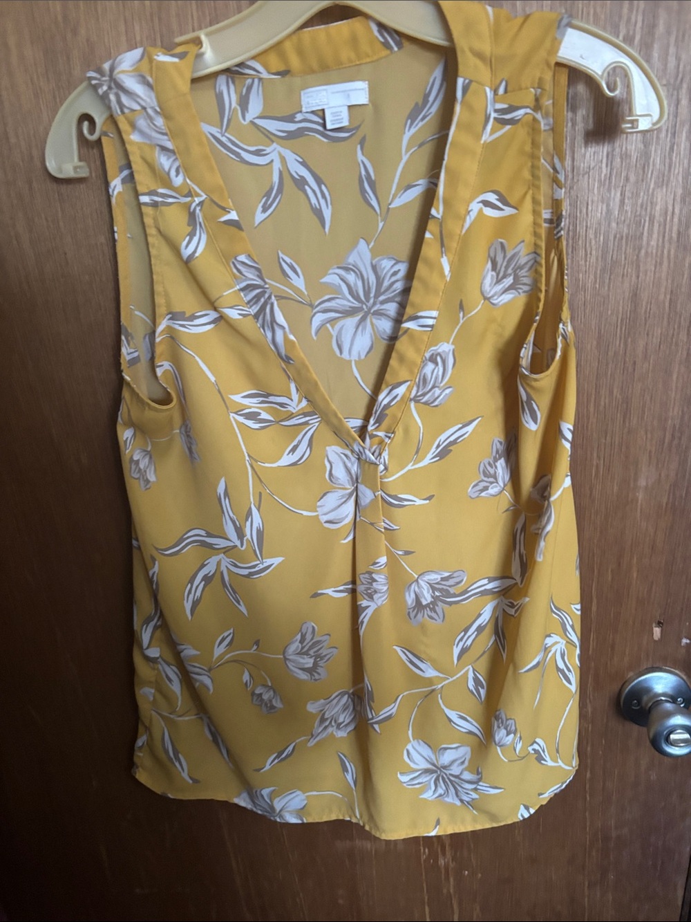Floral V-Neck Sleeveless Camisole in Mustard Yellow